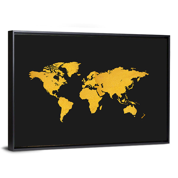 Gold Texture World Map Canvas Wall Art