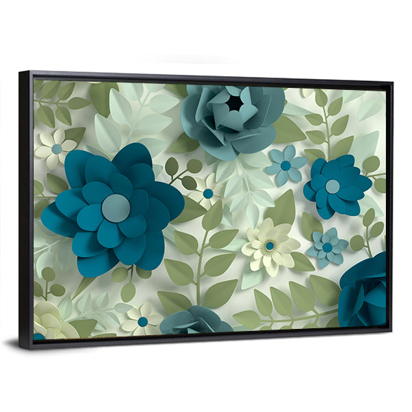 Layered Pastel Paper-cut Flowers Canvas Wall Art