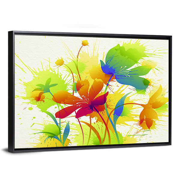 Colorful Abstract Floral Burst Canvas Wall Art
