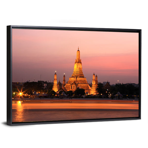 Wat Arun Temple At Sunset In Bangkok Thailand Canvas Wall Art
