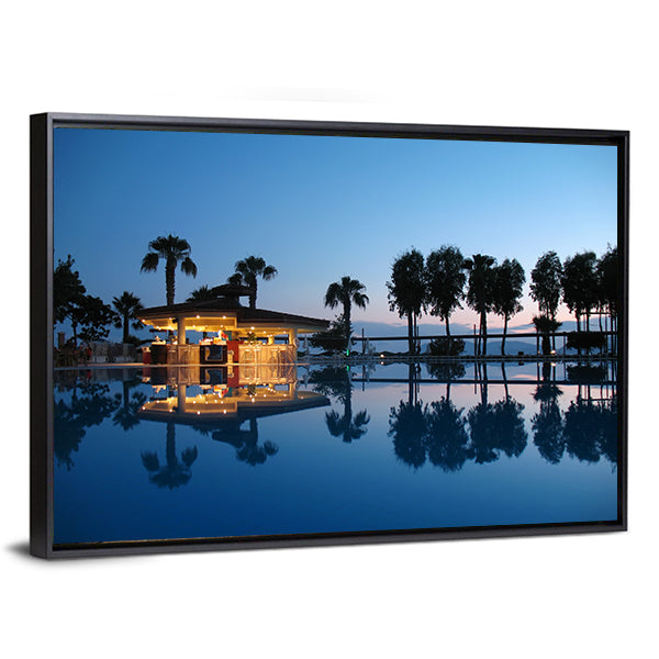 Night Bar On Summer Beach in Turkey Canvas Wall Art