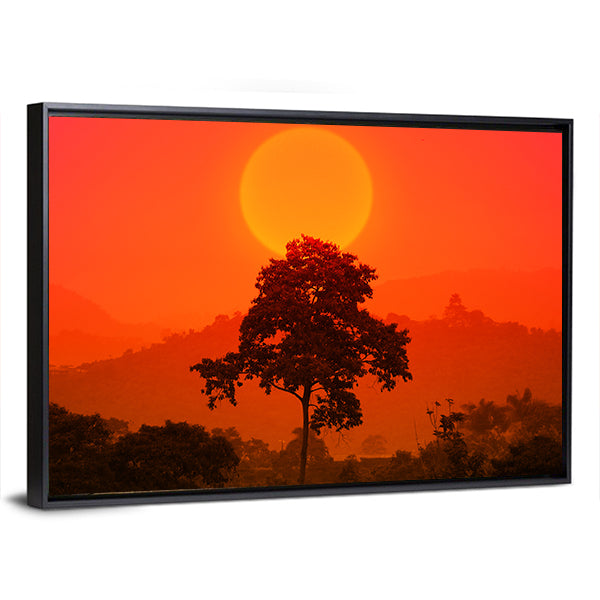 African Sunset with Big Tree Canvas Wall Art