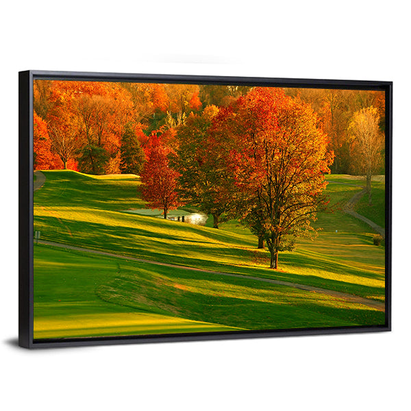 Sunset At The Golf Course Canvas Wall Art