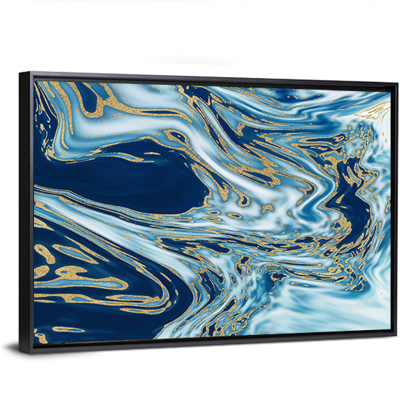 Liquid Marble with Gold Veins Canvas Wall Art