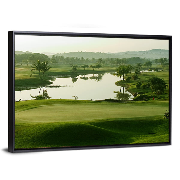 Sunrise Golf Course with Lake Canvas Wall Art