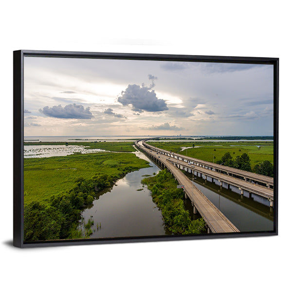Interstate 10 Bridge Over Mobile Bay, Alabama Canvas Wall Art