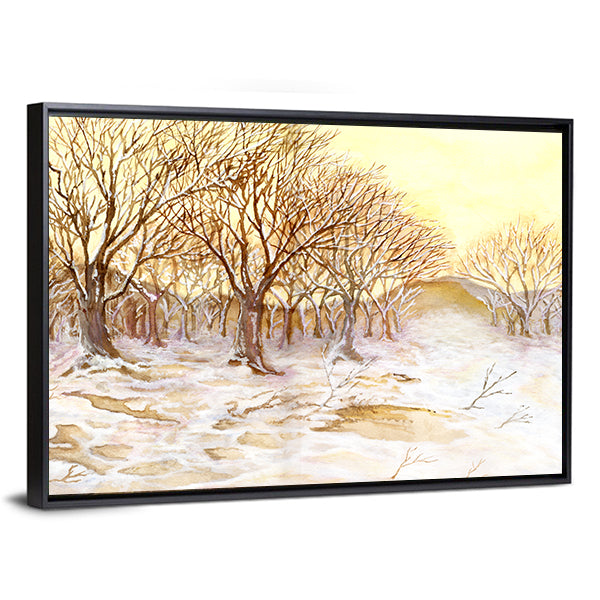 Watercolor Winter Forest Canvas Wall Art