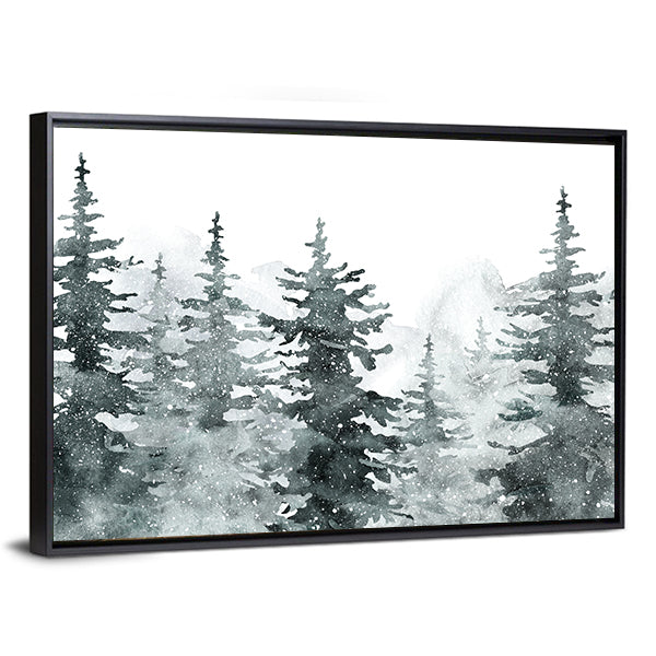 Snowy Evergreen Forest Canvas Wall Art