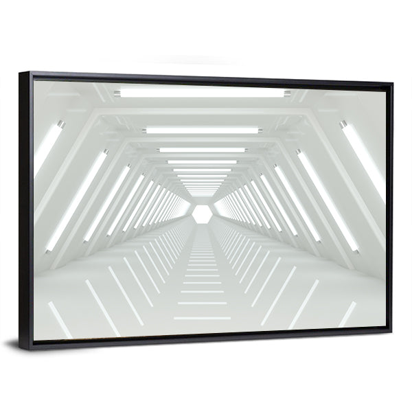 White Corridor Tunnel Canvas Wall Art