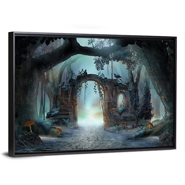 Archway In An Enchanted Fairy Forest Canvas Wall Art