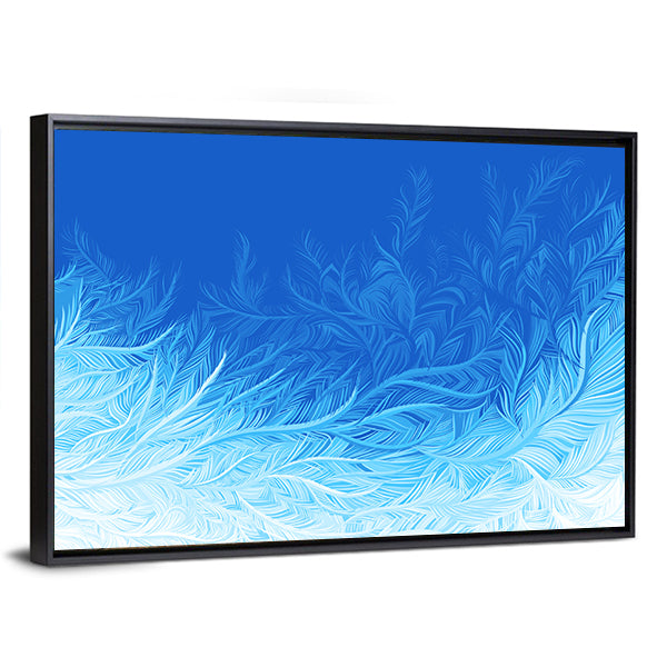 Winter Blue Curly Ice Frost Canvas Wall Art