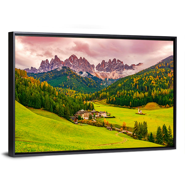 Santa Maddalena Village at Autumn Twilight Canvas Wall Art