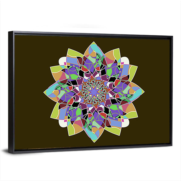 Dahlia Flower Mandala Canvas Wall Art