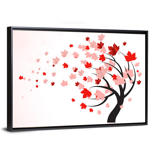 Red Autumn Tree Canvas Wall Art