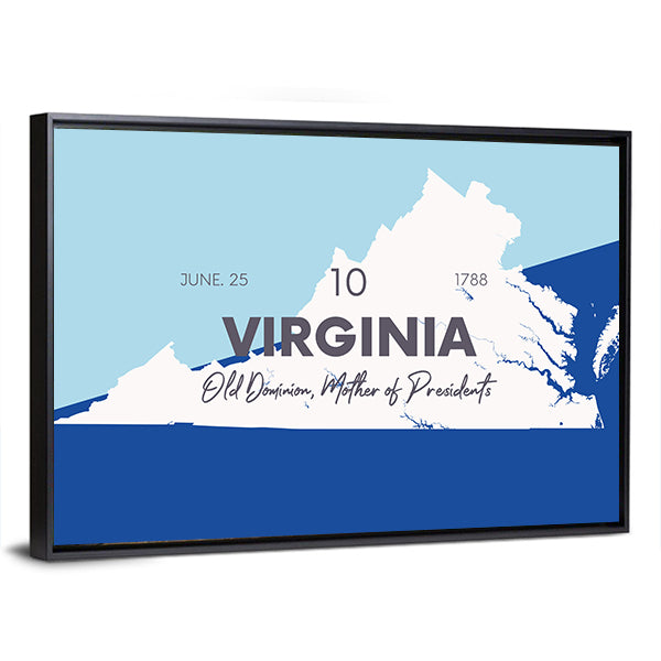 Virginia State Map Typography Canvas Wall Art