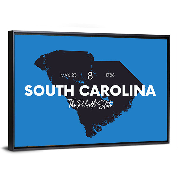 South Carolina Map Silhouette Canvas Wall Art