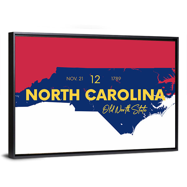 North Carolina State Map Canvas Wall Art