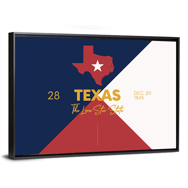 Texas Map with Lone Star Canvas Wall Art