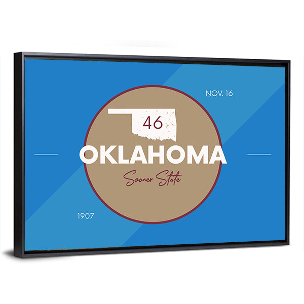 Oklahoma State Map Emblem Canvas Wall Art