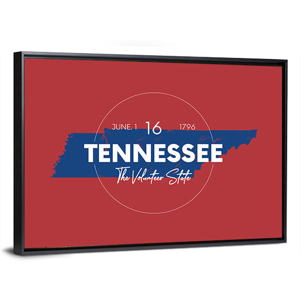 Tennessee State Map with Typography Canvas Wall Art