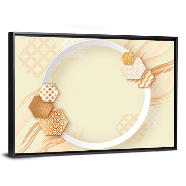 Zen Gold Circle with Pattern Canvas Wall Art
