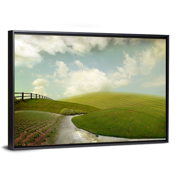 Winding Path Through Rolling Green Hills Canvas Wall Art