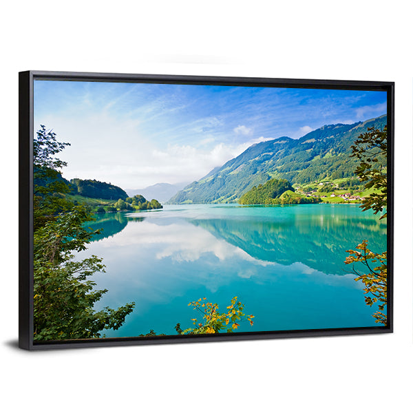 Majestic Mountain Lake In Switzerland Canvas Wall Art