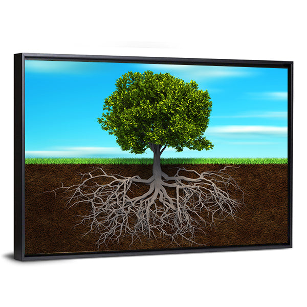 Root Of A Tree Illustration Canvas Wall Art