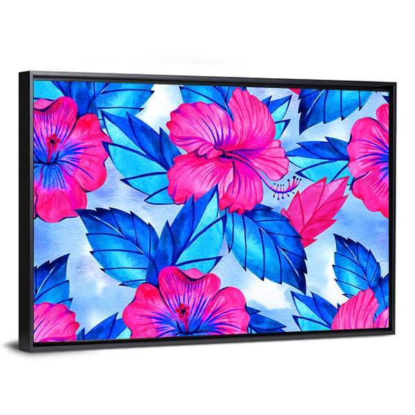 Hibiscus Floral Pattern Canvas Wall Art