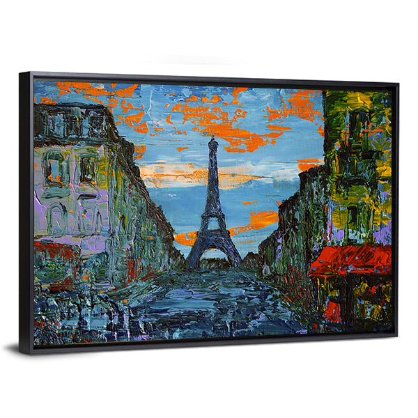 Paris Street at Sunset Canvas Wall Art