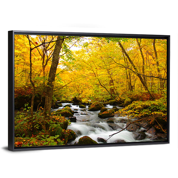 Autumn Colors Of Oirase River Canvas Wall Art