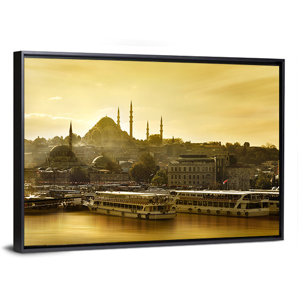 Suleymaniye Mosque Golden Horn In Istanbul Turkey Canvas Wall Art