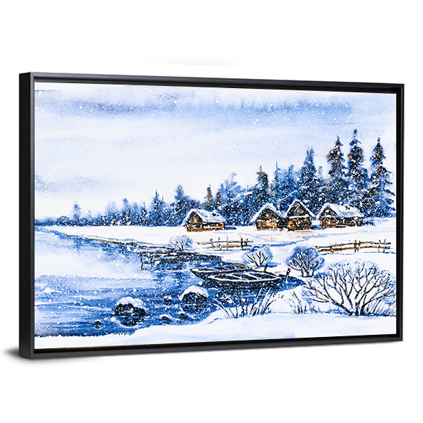 Frozen Winter Village Canvas Wall Art