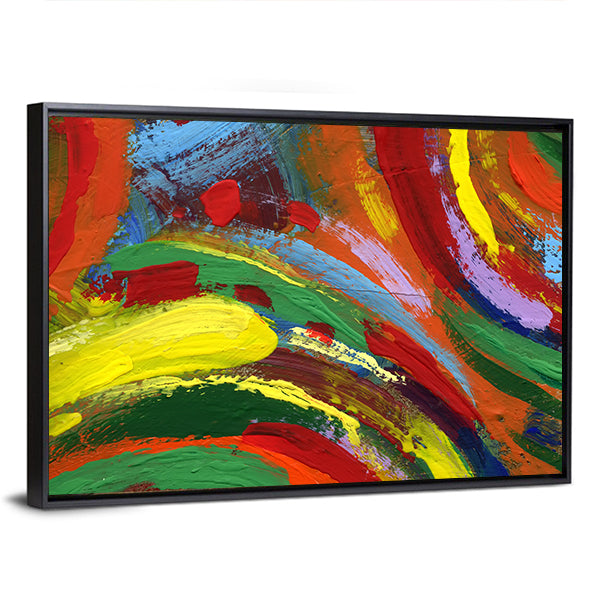 Colorful Acrylic Impasto Abstract Canvas Wall Art in multicolor, framed canvas, product view on a white background