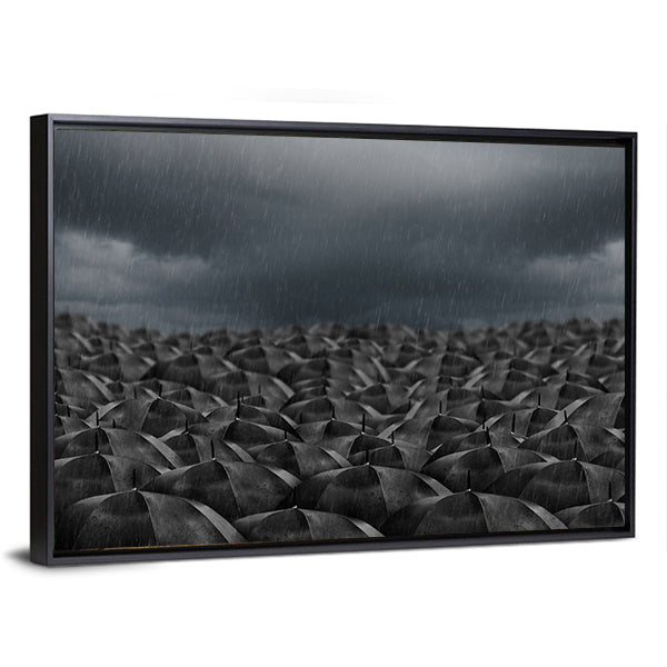 Umbrellas in the Rain Canvas Wall Art