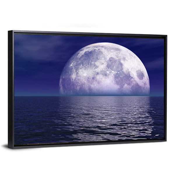 Full Moon Over Water Canvas Wall Art