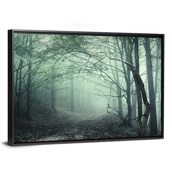 Foggy Forest Pathway Canvas Wall Art