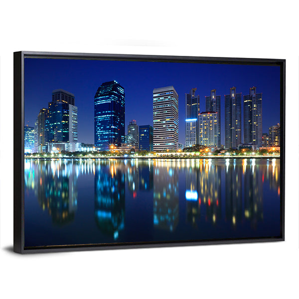 Bangkok City At Night In Thailand Canvas Wall Art