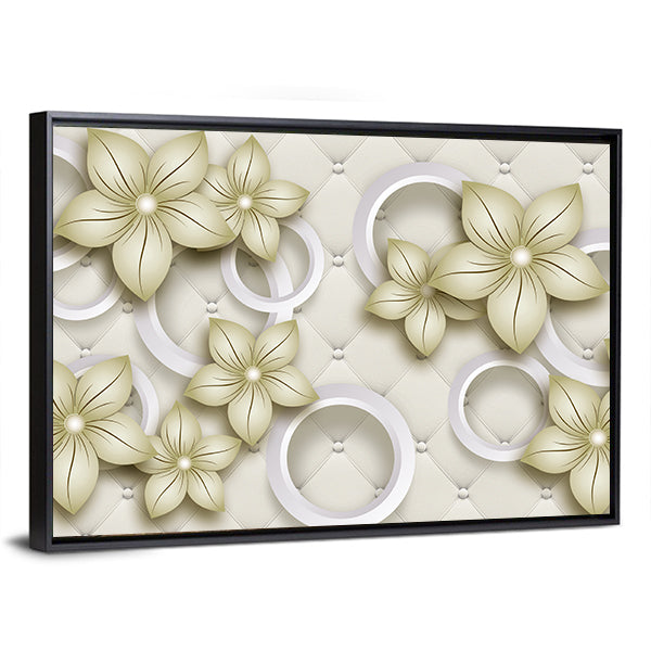 Quilted Floral Wallpaper with Pearl Accents Canvas Wall Art