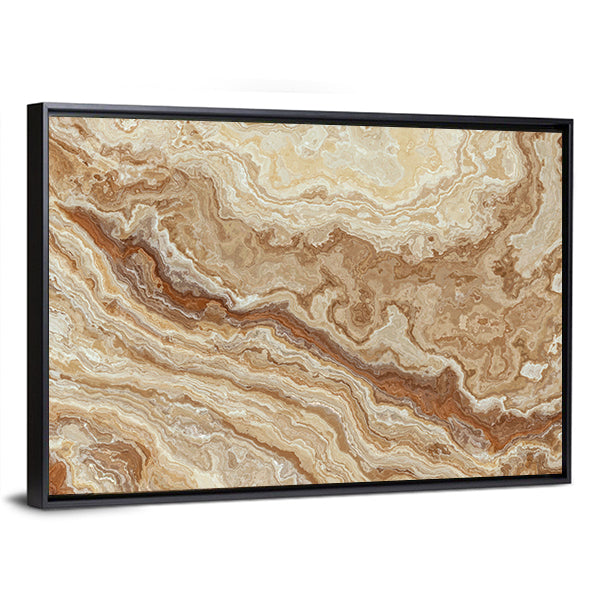 Honey Onyx Tile Pattern Canvas Wall Art in beige, brown and gold, framed canvas, product view on a white background