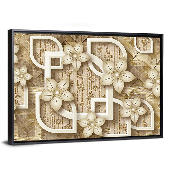 3d Floral Geometric Composition Canvas Wall Art
