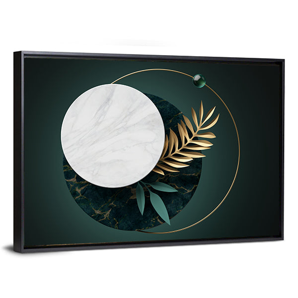 Green and Gold Geometric Botanical Abstract Canvas Wall Art