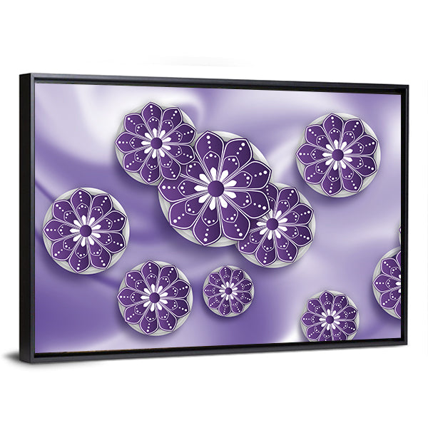 Blue Purple Mandala Floral Abstract Canvas Wall Art
