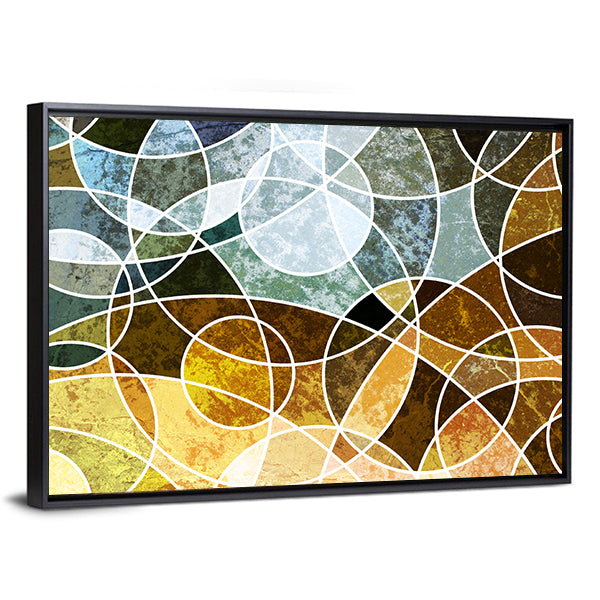 Abstract Geometric Circles in Blue and Green Canvas Wall Art