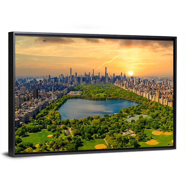 Central Park Reservoir and Manhattan Skyline Canvas Wall Art