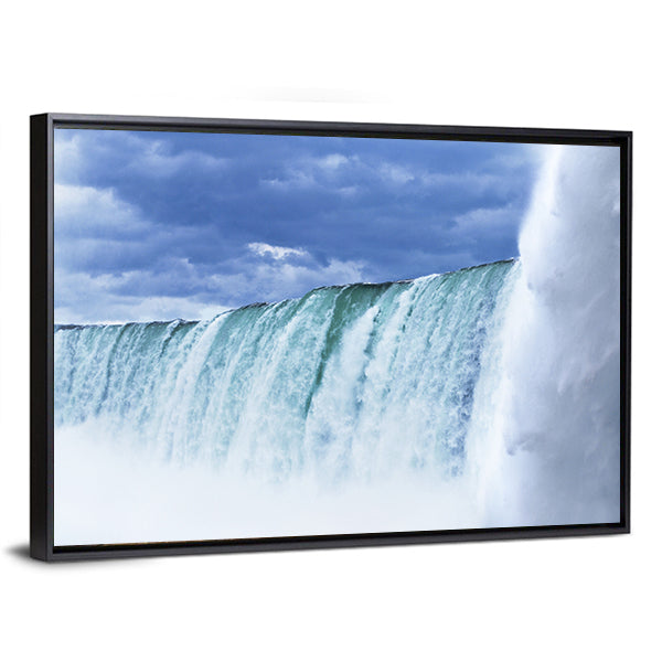 Niagara Falls Horseshoe In Canada Canvas Wall Art in white, green and blue, framed canvas, product view on a white background