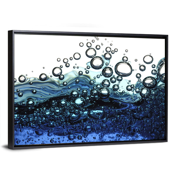 Surface Bubbles Blue Water Abstract Canvas Wall Art