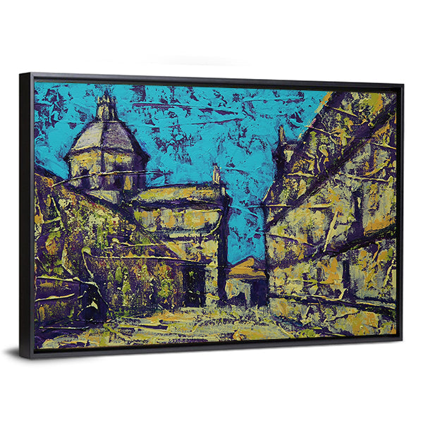 Church in Salamanca Street Scene Canvas Wall Art