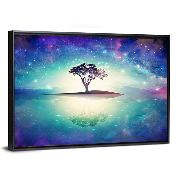 Meditation Tree Under Stars Canvas Wall Art