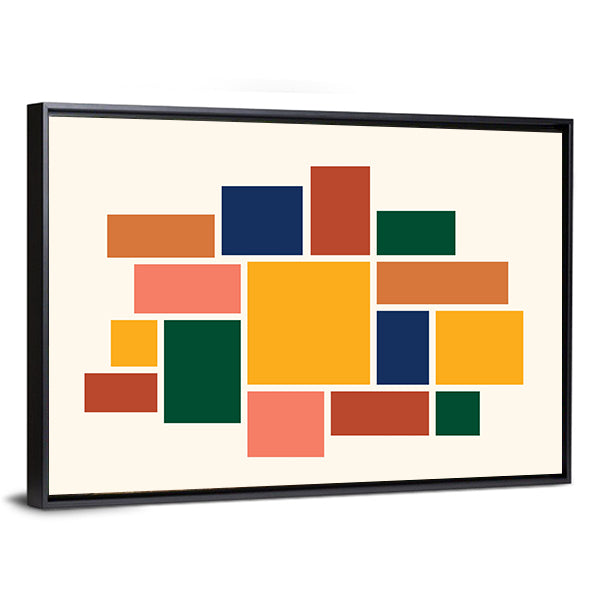 Yellow Square Abstract Geometric Collage Canvas Wall Art